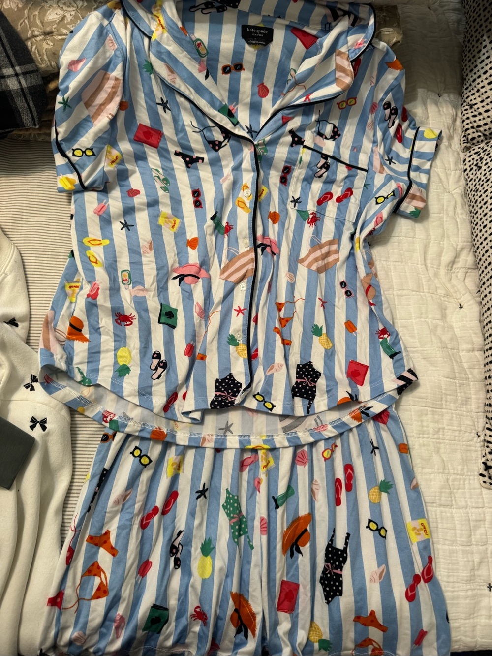 Kate Spade women’s Blue Stripe Beach Print Pajama Set